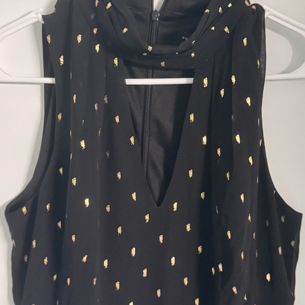 WHBM Elegant Black and Gold Women's Dress, Sleeveless